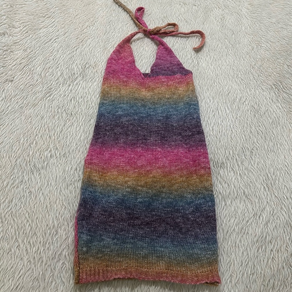 Morning mist rainbow knit halter dress size 8